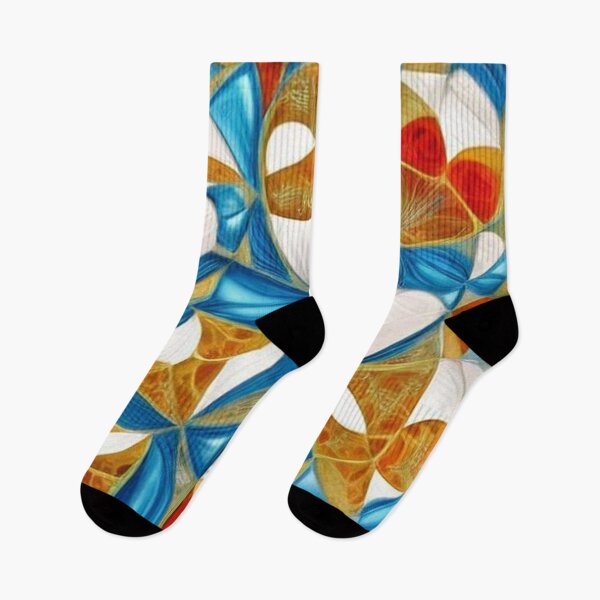 Item preview, Abstract leaves and flowers red-gold blue and white  designed and sold by JaroDesign2023.