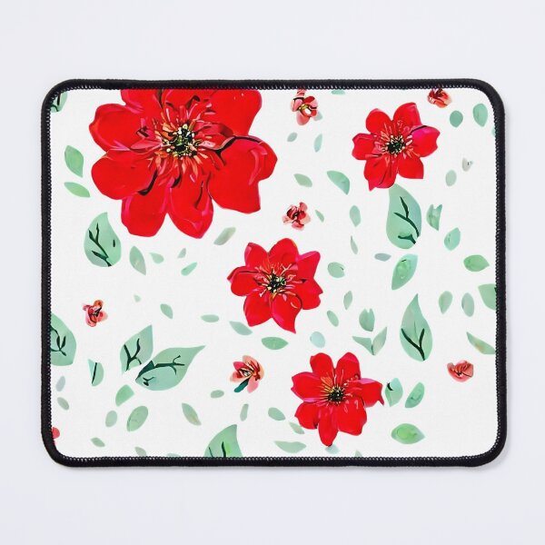 Item preview, Red Flowers, Green Leaves Floral Pattern designed and sold by RobotWear.