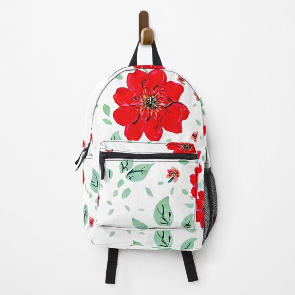 Item preview, Flores rojas, patrón floral de hojas verdes designed and sold by RobotWear.