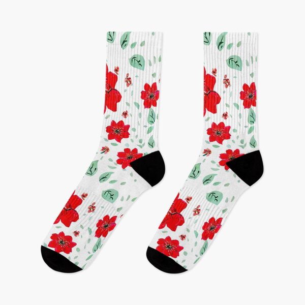 Item preview, Red Flowers, Green Leaves Floral Pattern designed and sold by RobotWear.