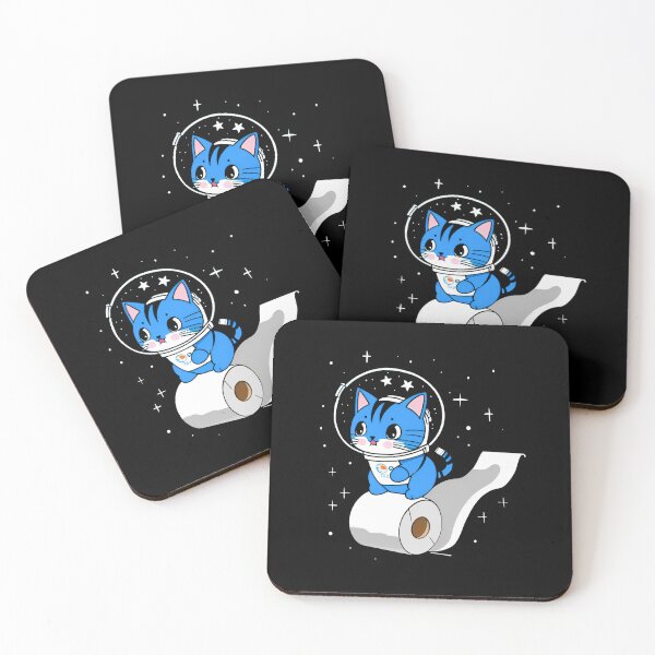 Item preview, Cat riding toilet paper roll in space designed and sold by PiggyWonka.