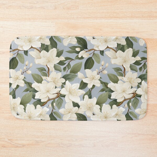Item preview, Sampaguita Serenity: Floral Pattern on Blue Background designed and sold by minjagoods.