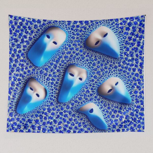 Item preview, Abstract distorted human masks sunk in the magma of nothingness designed and sold by JaroDesign2023.