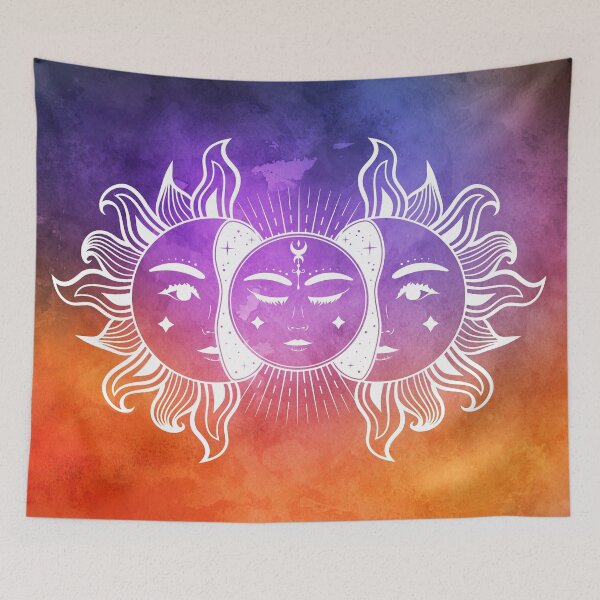 Item preview, Celestial Aesthetic Sun in Orange and Purple Watercolor Nebula designed and sold by Trish Dish.