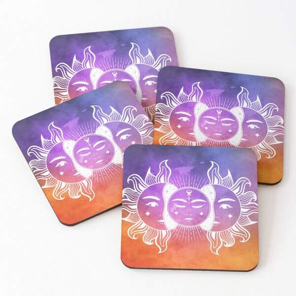 Item preview, Celestial Aesthetic Sun in Orange and Purple Watercolor Nebula designed and sold by Trish Dish.