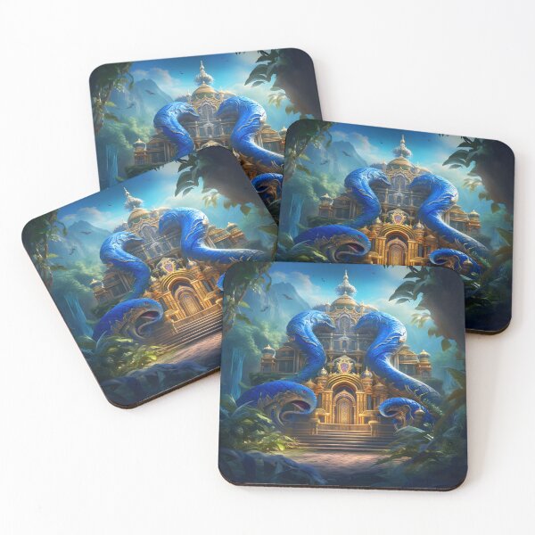 Item preview, Cobalt Serpent Temple Art Print designed and sold by MystiCanvas.