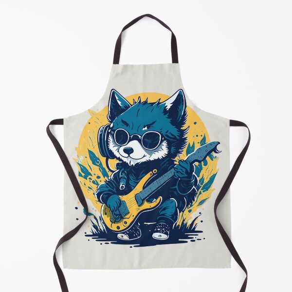 Item preview, cute and quirky baby wolf playing electric guitar designed and sold by SweetbeStore.