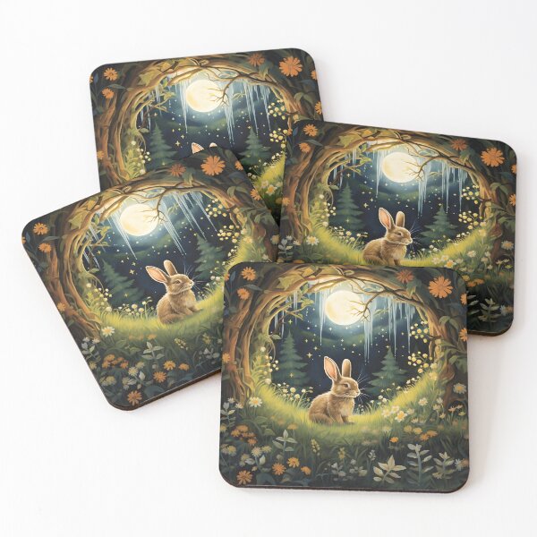Item preview,  Moonlit Rabbit Hollow Art Print designed and sold by MystiCanvas.