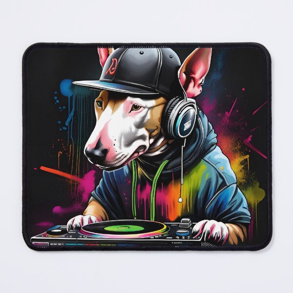 Item preview, English Bull Terrier DJ with Turntable designed and sold by Ameiva-Apparel.