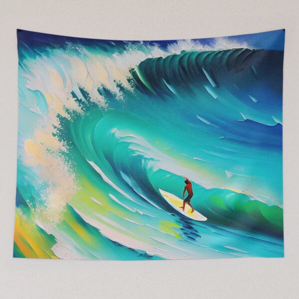 Item preview, Surfer riding a Wave designed and sold by ArtFactoryAI.