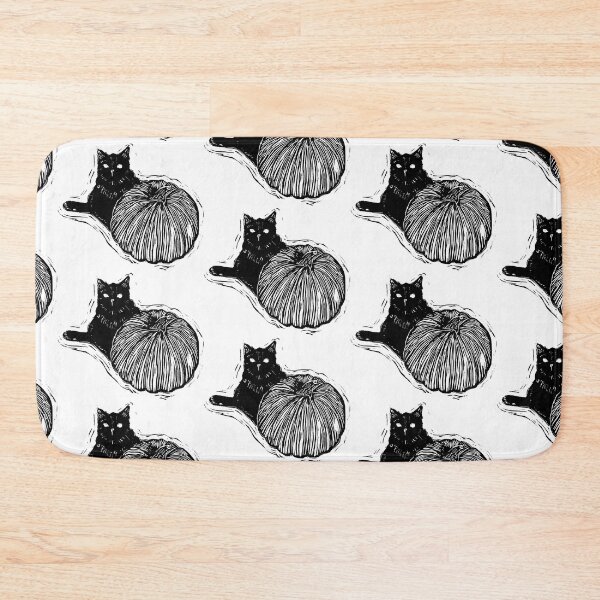 Item preview, Black Cat with Pumpkin Linocut designed and sold by inkandhue.