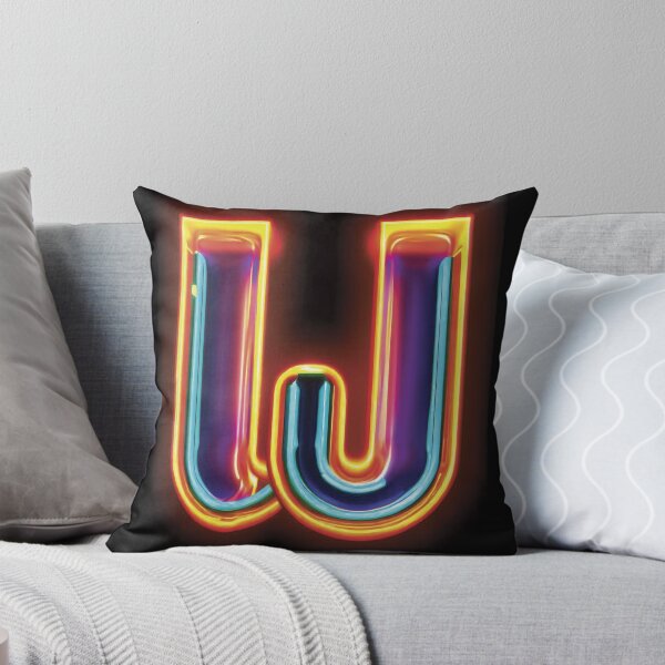 NEON LETTER W Throw Pillow