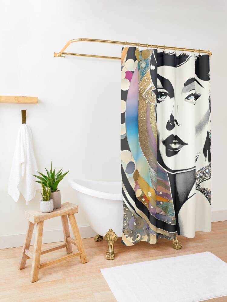 Thumbnail 3 of 5, Shower Curtain, Classy 1960s Woman designed and sold by BrooklynPopArts.