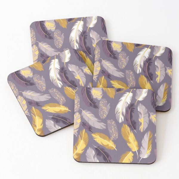 Item preview, Feathers - Mustard, eggplant, blush, gray, gold designed and sold by Highlandkings.