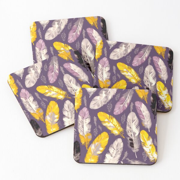 Item preview, Feathers - Mustard, eggplant, blush, gray, gold 2 designed and sold by Highlandkings.