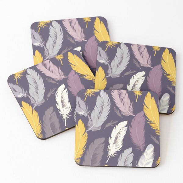 Item preview, Feathers - Mustard, eggplant, blush, gray, gold 3 designed and sold by Highlandkings.