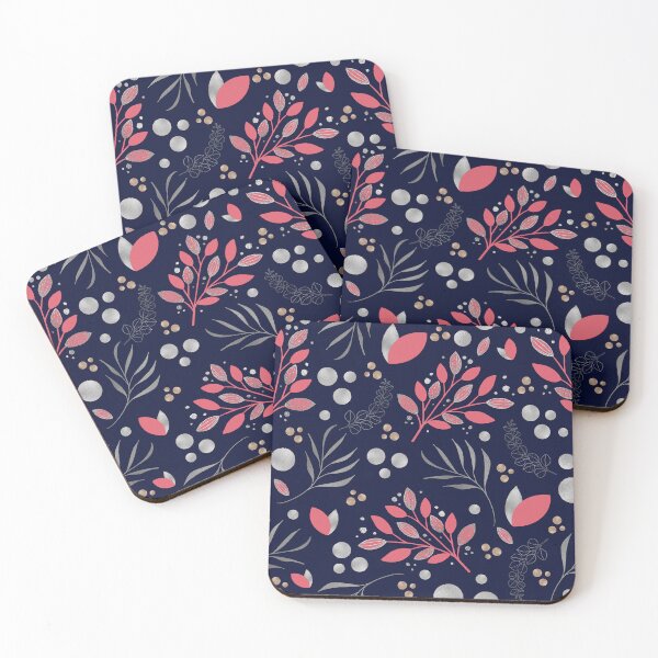 Item preview, Pattern of leaves and dots in pink and silver tones. designed and sold by Malogue.
