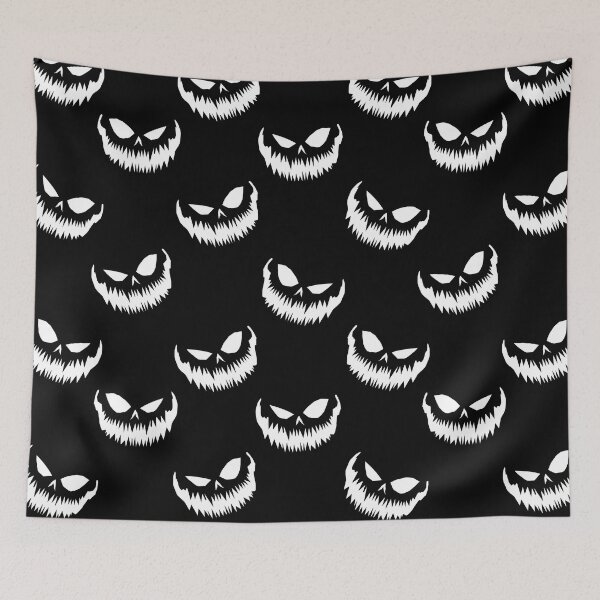 Item preview, scary halloween pumpkin faces white  designed and sold by Gossip Rag.