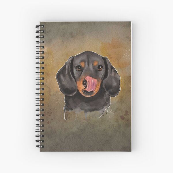 Dachshund licking it's Nose Spiral Notebook