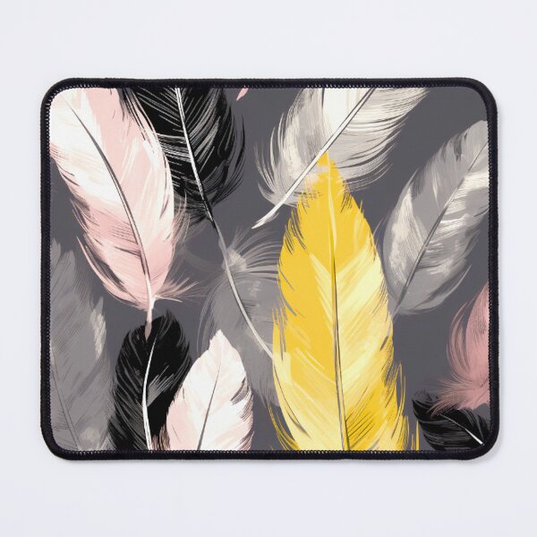 Item preview, Feathers - Mustard, pink, gray, white, black 2 designed and sold by Highlandkings.