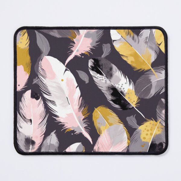 Item preview, Feathers - Mustard, pink, gray, white, black 3 designed and sold by Highlandkings.