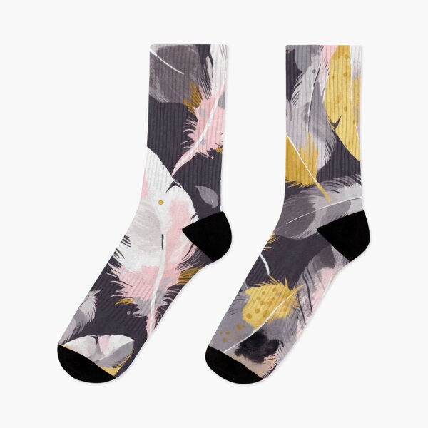 Item preview, Feathers - Mustard, pink, gray, white, black 3 designed and sold by Highlandkings.