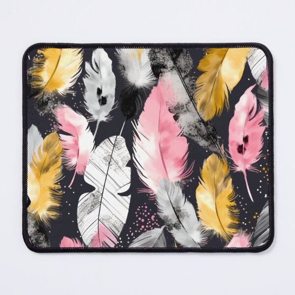 Item preview, Feathers - Mustard, pink, gray, white, black 4 designed and sold by Highlandkings.