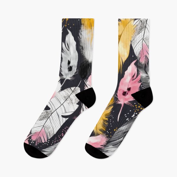 Item preview, Feathers - Mustard, pink, gray, white, black 4 designed and sold by Highlandkings.