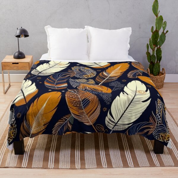 Item preview, Feathers - Mustard, rust, navy, white, black 2 designed and sold by Highlandkings.