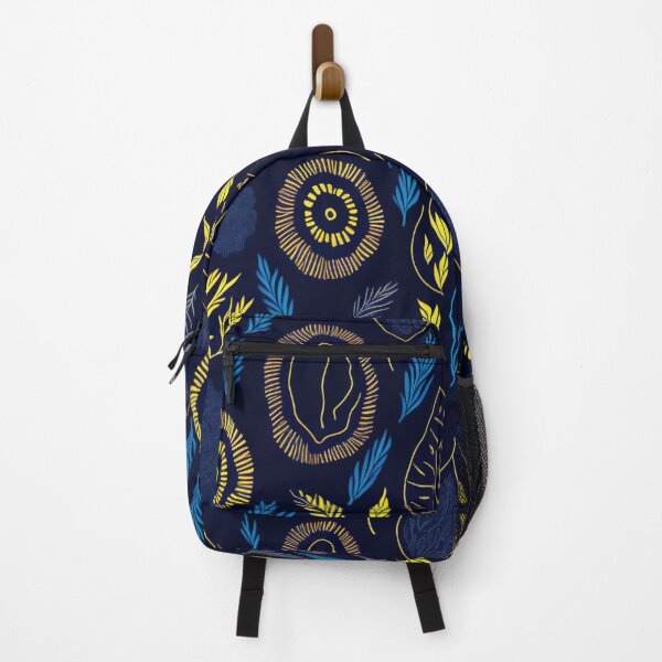 Item preview, Yellow, black and blue colorful african print pattern with leaves designed and sold by womenandflowers.
