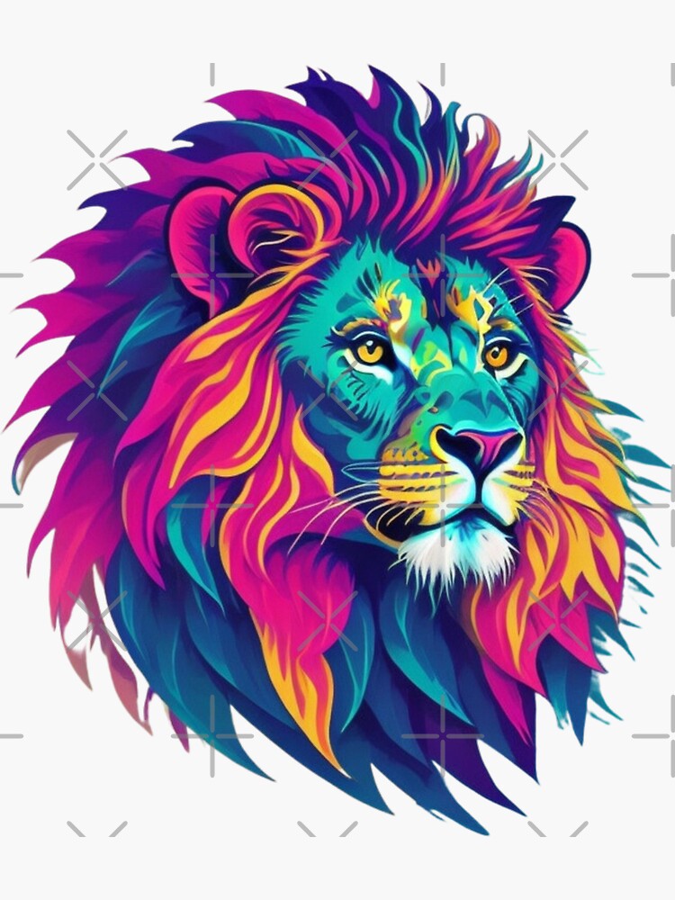 Copy of multicolor lion design Sticker for Sale by GRSDesingsMx