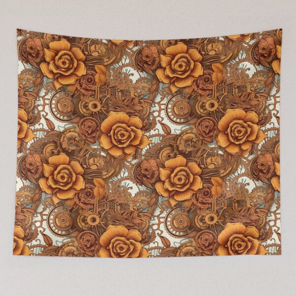 Item preview, Steampunk Clockwork,  Steampunk pattern, Steampunk Orange Roses designed and sold by Mumzy2many.