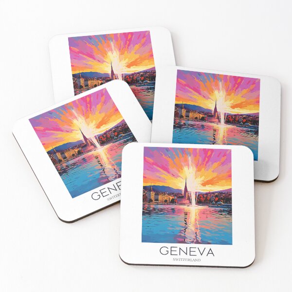 Item preview, A Pop Art Travel Print of Geneva - Switzerland designed and sold by StudioRedKoala.