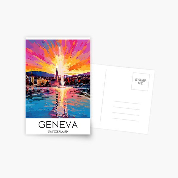 Item preview, A Pop Art Travel Print of Geneva - Switzerland designed and sold by StudioRedKoala.
