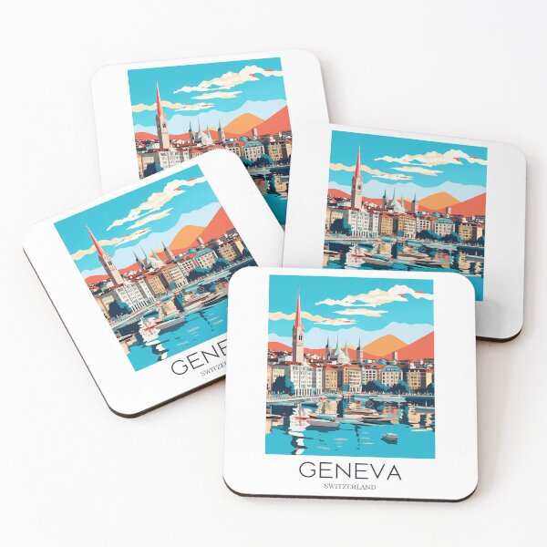 Item preview, A Pop Art Travel Print of Geneva - Switzerland designed and sold by StudioRedKoala.