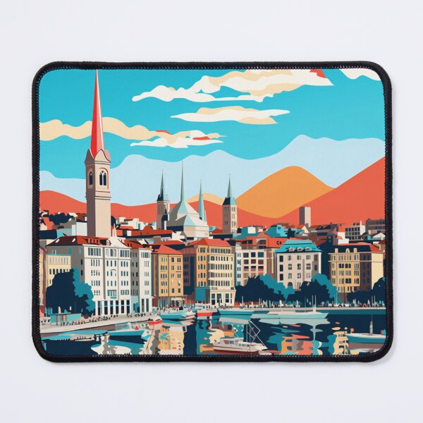 Item preview, A Pop Art Travel Print of Geneva - Switzerland designed and sold by StudioRedKoala.