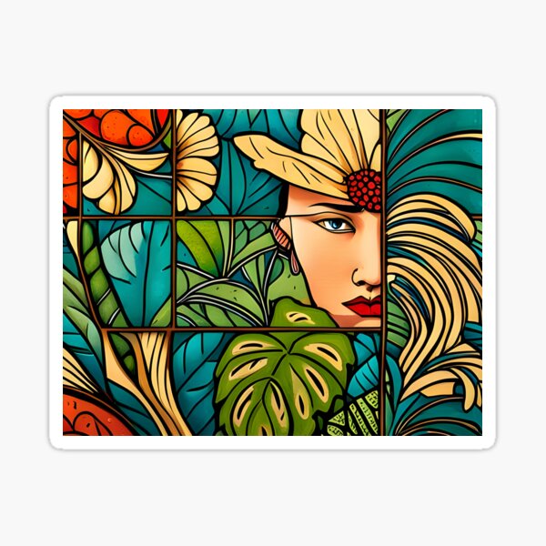 Botanical Collage with Face Sticker