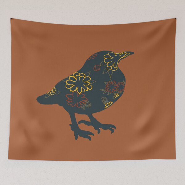 Item preview, Boho Retro Navy Blue Bird On Rust Background designed and sold by BlueMoonBarn.