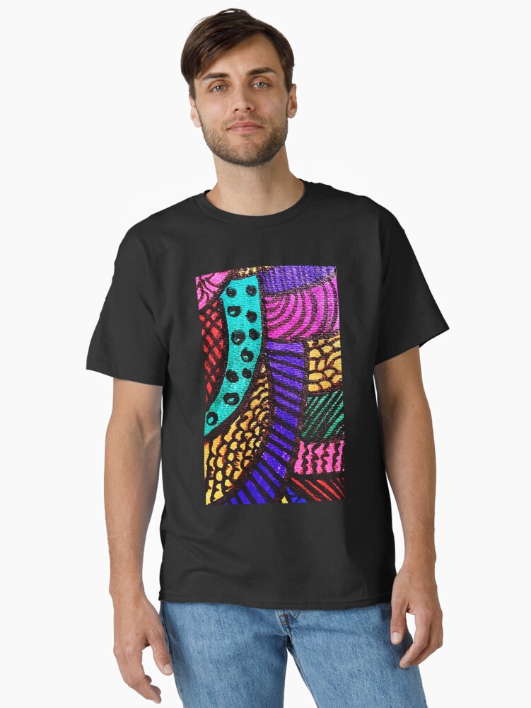 Thumbnail 2 of 7, Classic T-Shirt, Patchwork Nights Abstract Marker Art designed and sold by OneDayArt.