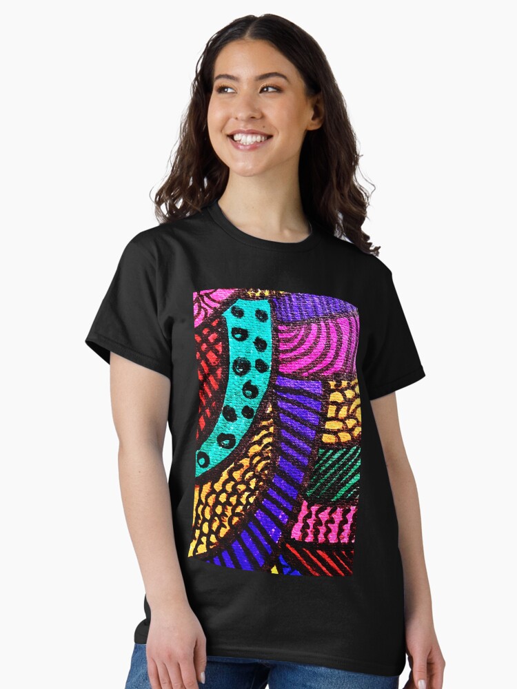 Thumbnail 1 of 7, Classic T-Shirt, Patchwork Nights Abstract Marker Art designed and sold by OneDayArt.