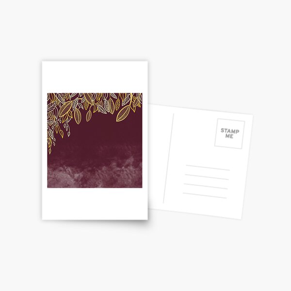 Maroon and Gold Leaf Texture Postcard