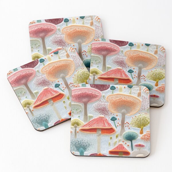 Item preview, Embroidered Mushroom Pattern - summer colors designed and sold by StephyCreative.