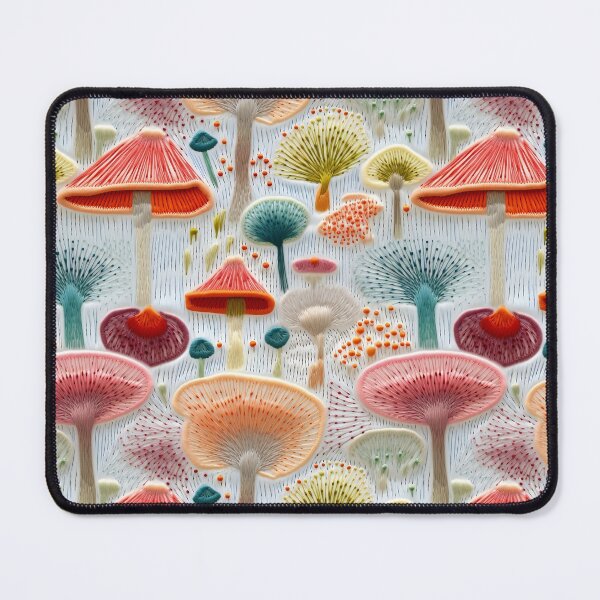Item preview, Embroidered Mushroom Pattern - summer colors designed and sold by StephyCreative.