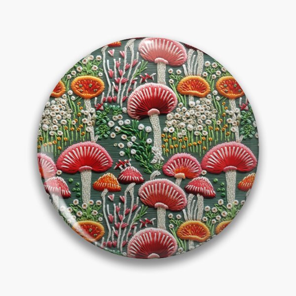 Item preview, Embroidered Mushroom Pattern - summer colors designed and sold by StephyCreative.