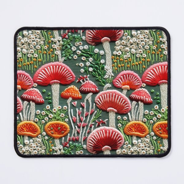 Item preview, Embroidered Mushroom Pattern - summer colors designed and sold by StephyCreative.