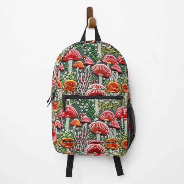 Item preview, Embroidered Mushroom Pattern - summer colors designed and sold by StephyCreative.
