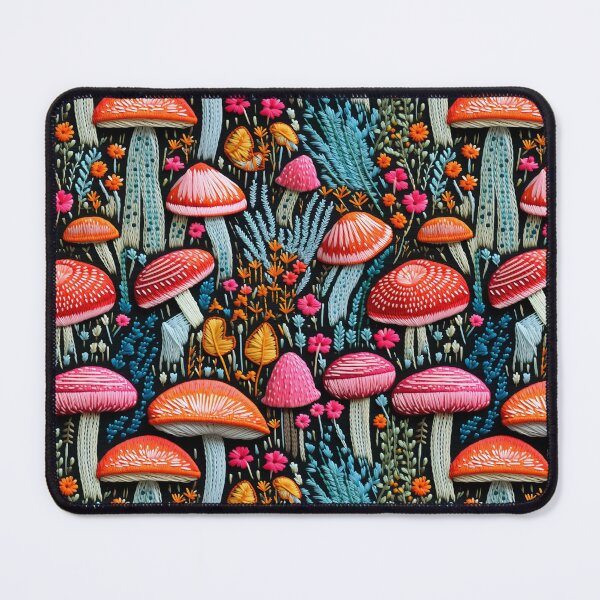 Item preview, Embroidered Mushroom Pattern - summer colors designed and sold by StephyCreative.