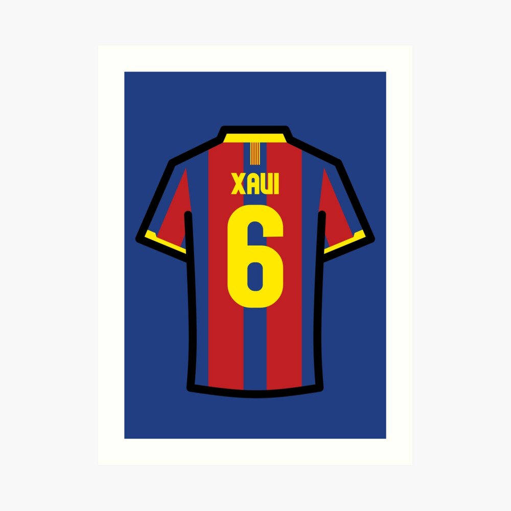 Xavi #6 FCB Red Blue Yellow 10/11 Football Jersey