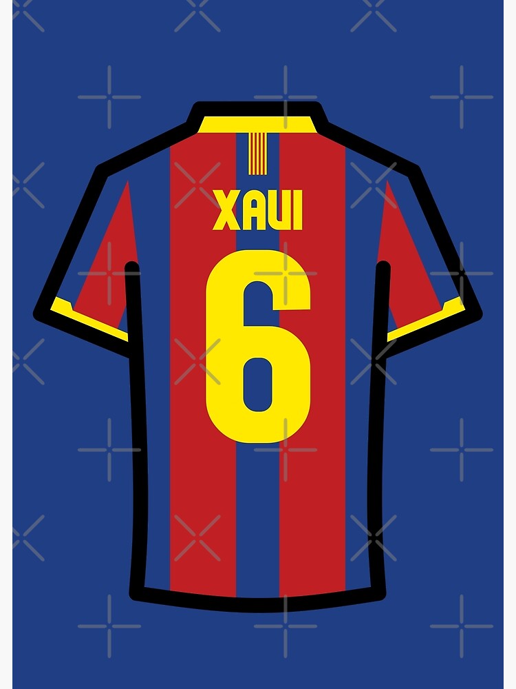 Xavi #6 FCB Red Blue Yellow 10/11 Football Jersey
