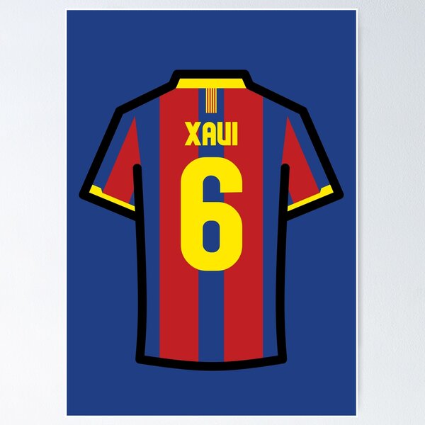 Xavi #6 FCB Red Blue Yellow 10/11 Football Jersey